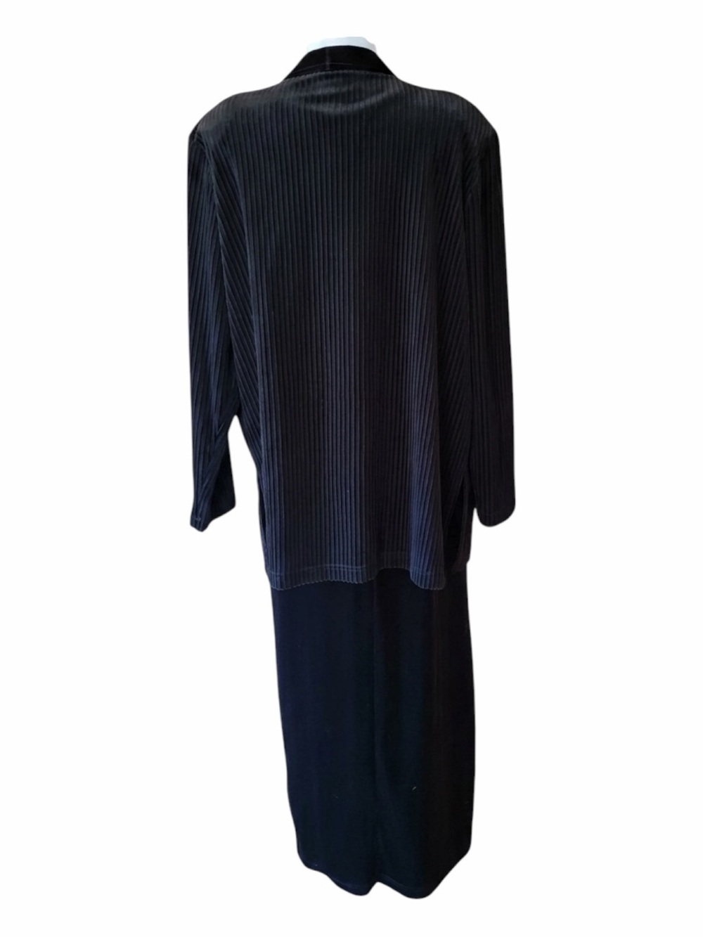 Late 80s/90s Colon Wear Black Velour Slip Maxi Dress & Matching Ribbed Jacket Se - Picture 5 of 8